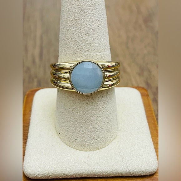 Gorjana Power Gemstone Reed Aquamarine Ring 9 New - Picture 4 of 5